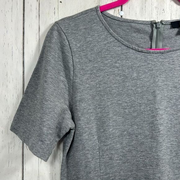 J Crew Womens Gray A Line Short Sleeves Knit Cotton Summer Minimalist Dress - Picture 3 of 15